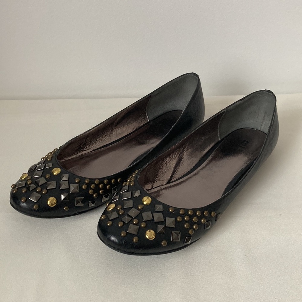 Bakers Black Studded Flats